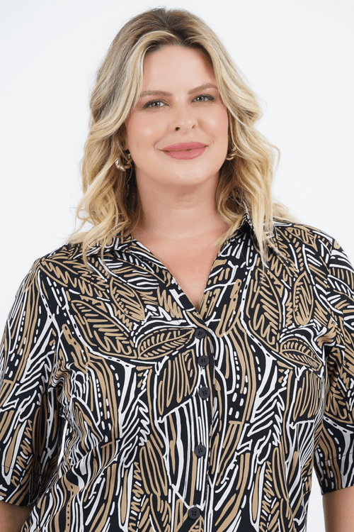 Vestido Plus Size Feminino Médio Plantas