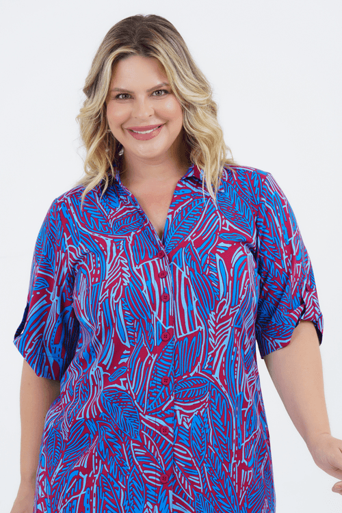 Vestido Plus Size Feminino Médio Plantas