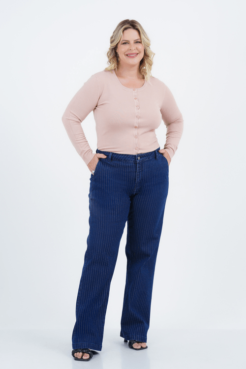 Calça Plus Size Feminino Reta Jeans Royal