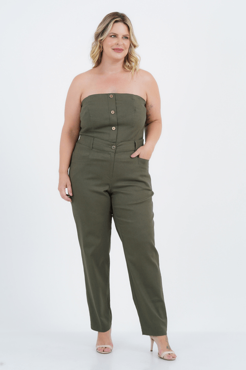Calça Plus Size Feminino Reta Linho Origem