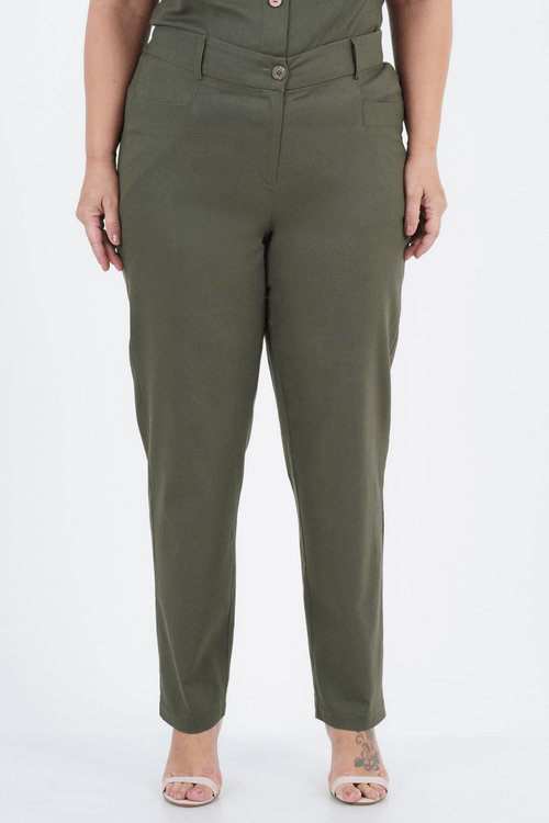 Calça Plus Size Feminino Reta Linho Origem