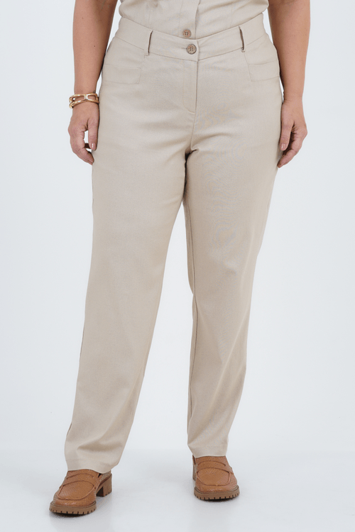 Calça Plus Size Feminino Reta Linho Origem