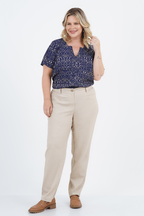 Blusa Plus Size Feminino Manga Curta Óptico