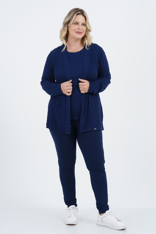 Cardigã Plus Size Feminino Manga Longa Calma