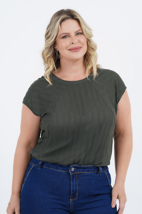 Blusa Plus Size Feminino Manga Curta Calma