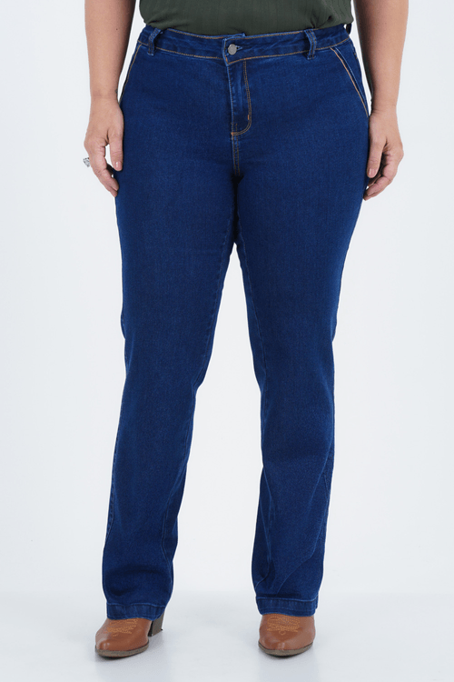 Calça Plus Size Feminino Reta Jeans Sublime