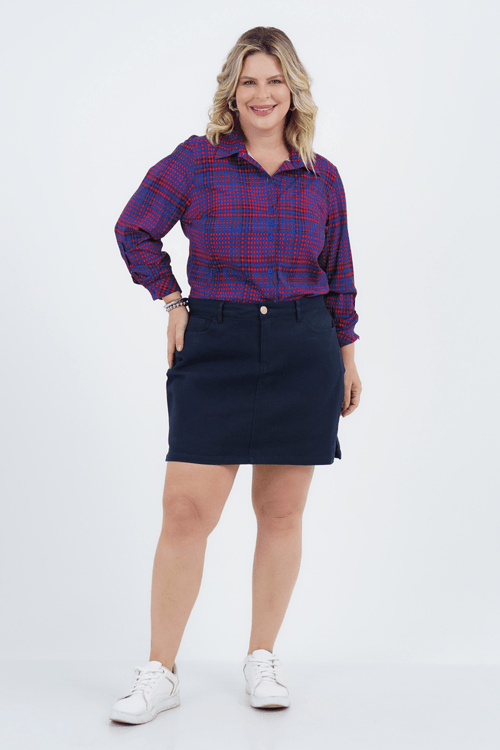 Shorts-Saia Plus Size Feminino Sarja Passeio
