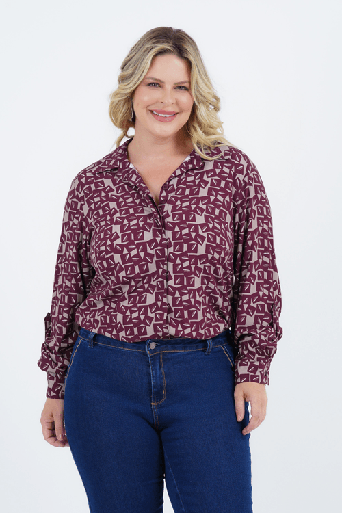 Camisa Plus Size Feminino Manga Longa Lúdico