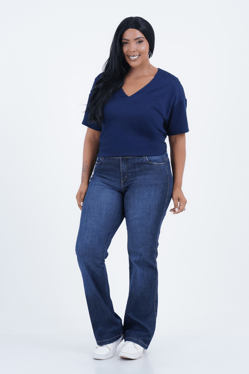 Blusa Plus Size Feminino Manga Curta Charlote