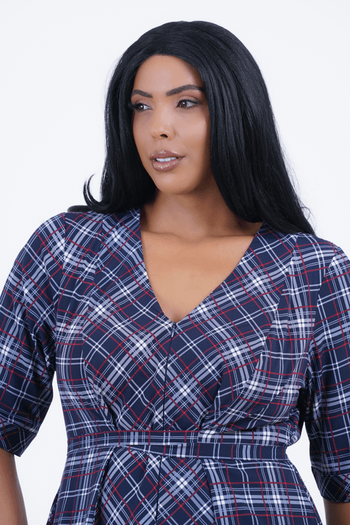 Vestido Plus Size Feminino Médio Xadrez