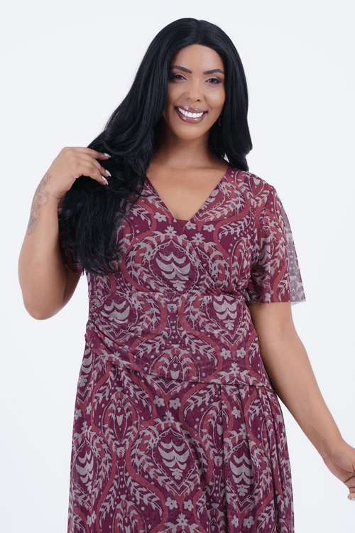 Vestido Plus Size Feminino Midi Tule Aroma