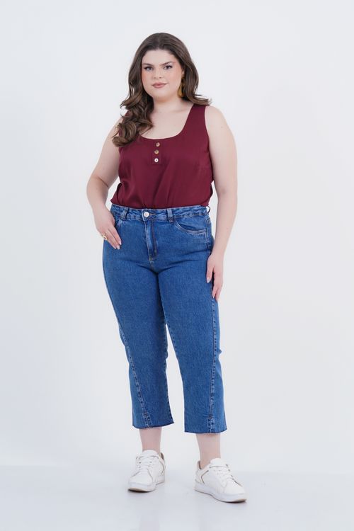 Calça Plus Size Feminino Cropped Jeans Vintage