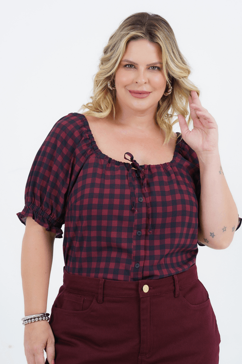 Blusa Plus Size Feminino Manga 3/4 Diversão