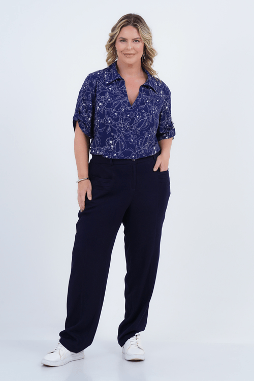 Camisa Plus Size Feminino Manga 3/4 Cedro