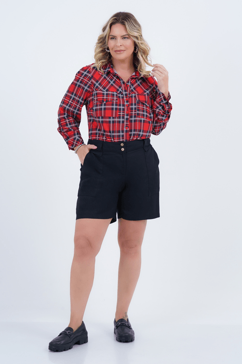 Shorts Plus Size Feminino Linho Entardecer