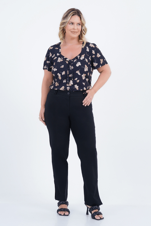 Blusa Plus Size Feminino Manga Curta Flutuar