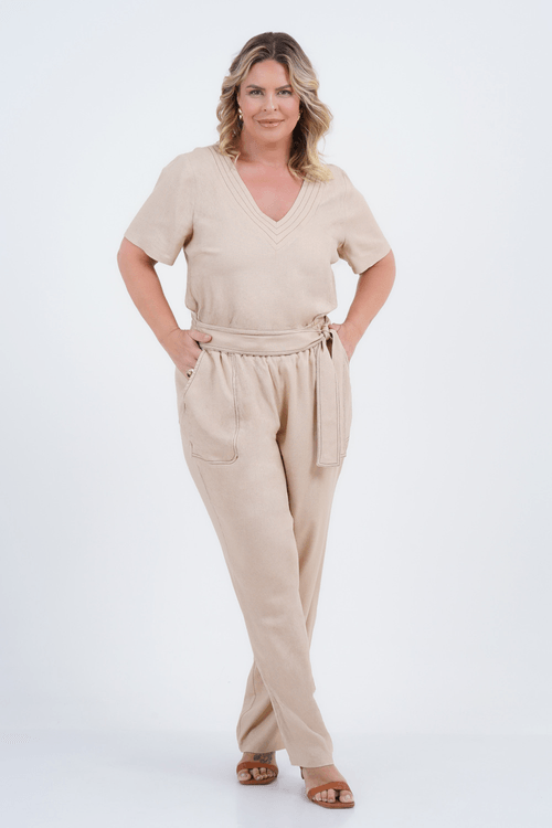 Calça Plus Size Feminino Reta Linho Divino