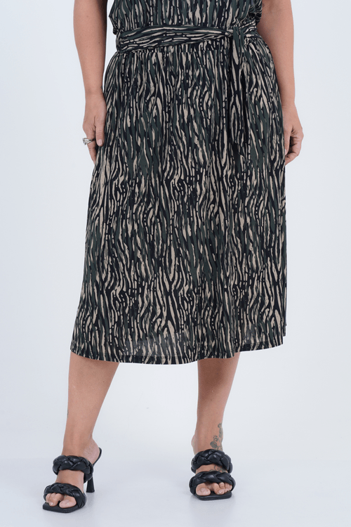 Saia Plus Size Feminino Midi Cacau