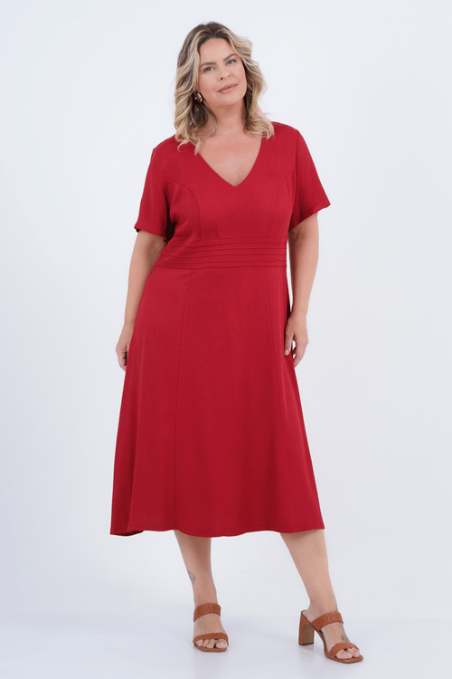 Vestido Plus Size Feminino Midi Pétala
