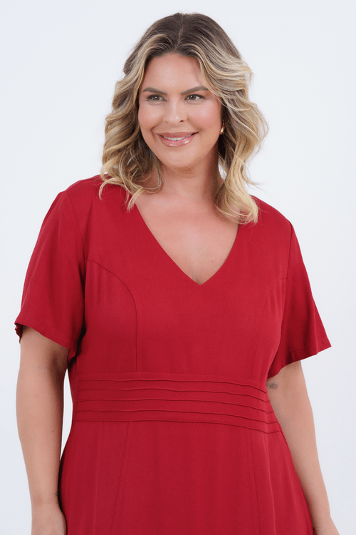 Vestido Plus Size Feminino Midi Pétala