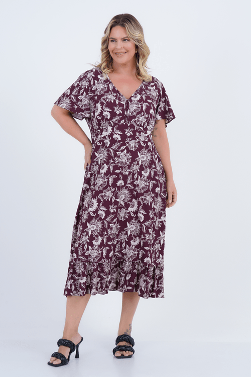 Vestido Plus Size Feminino Midi Perfume