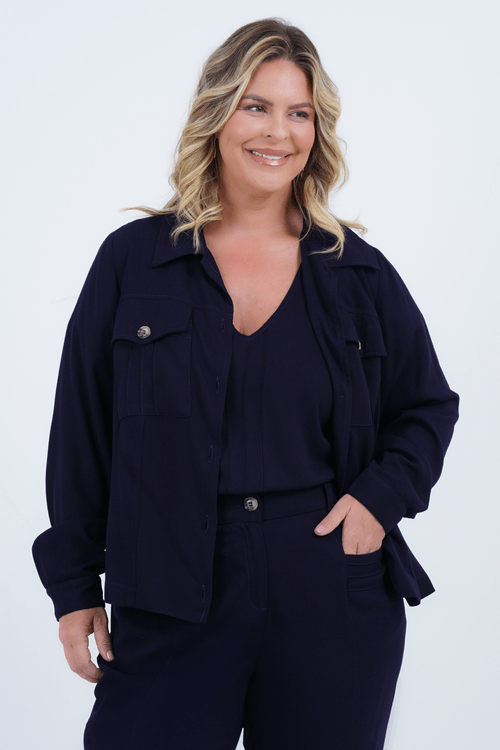 Jaqueta Plus Size Feminino Manga Longa Movimento