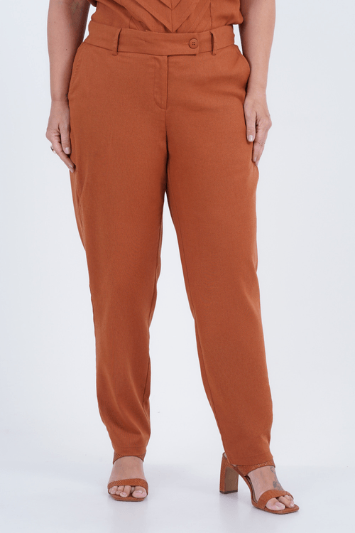 Calça Plus Size Feminino Slim Linho Campestre