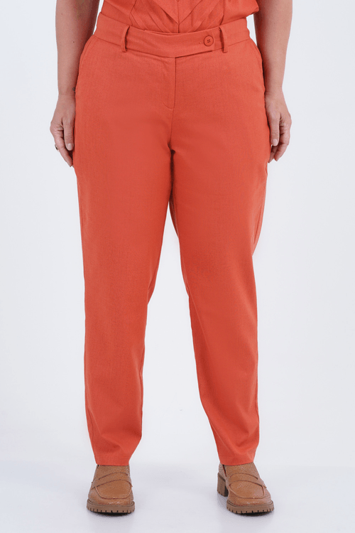 Calça Plus Size Feminino Slim Linho Campestre