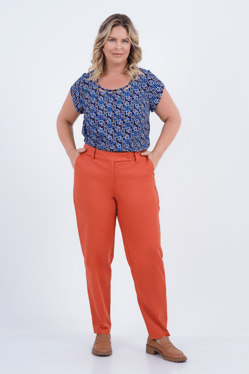 Blusa Plus Size Feminino Manga Curta Anel
