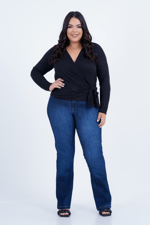 Blusa Plus Size Feminino Manga Longa Geada