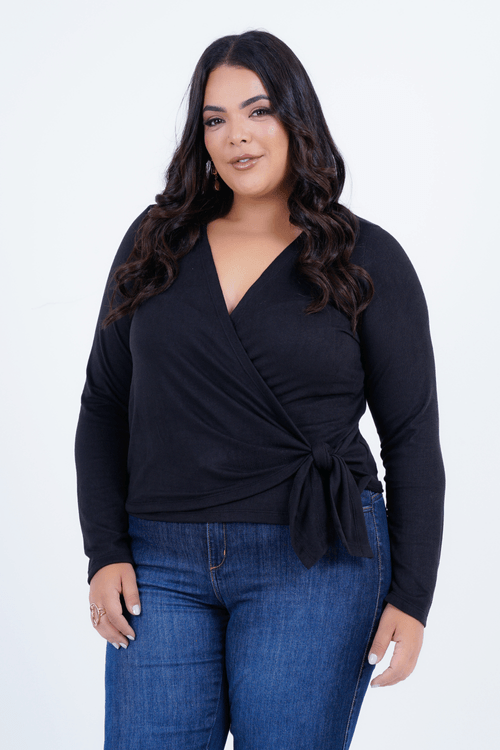 Blusa Plus Size Feminino Manga Longa Geada