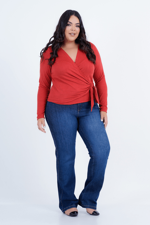Blusa Plus Size Feminino Manga Longa Geada
