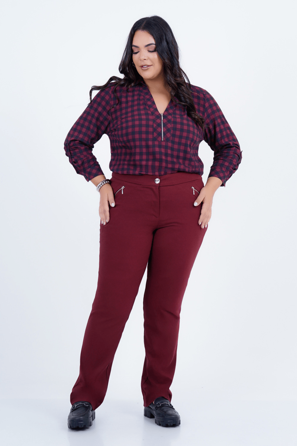 Camisa Plus Size Feminino Manga Longa Chass