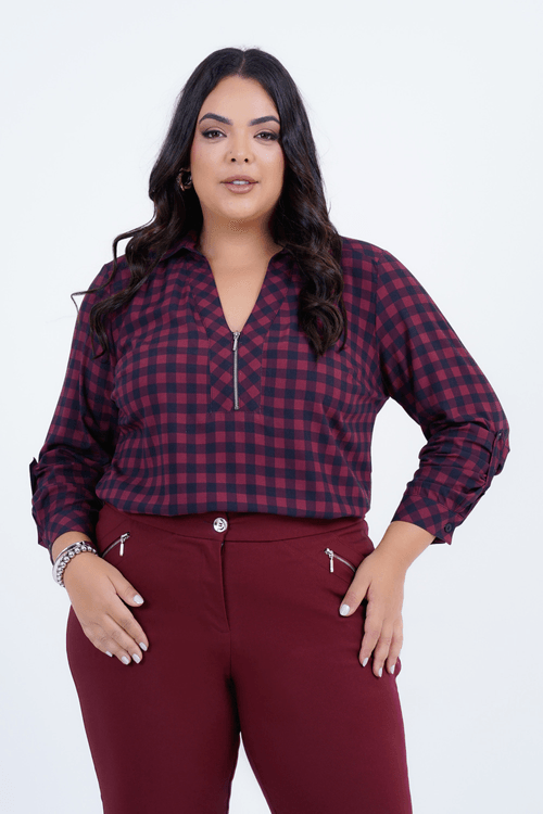 Camisa Plus Size Feminino Manga Longa Chass