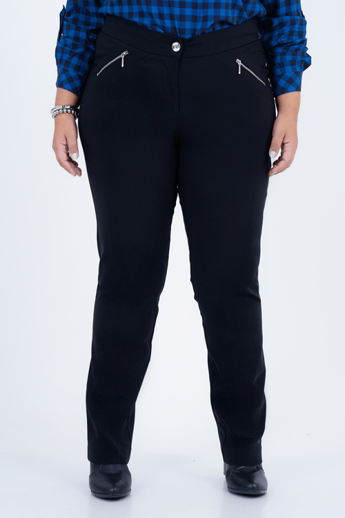 Calça Plus Size Feminino Reta Prata