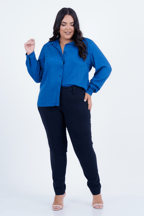 Camisa Plus Size Feminino Manga Longa Memória