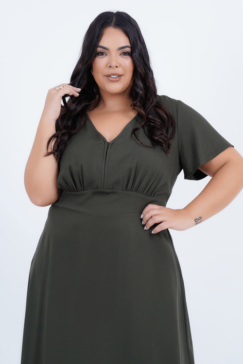 Vestido Plus Size Feminino Midi Virtude