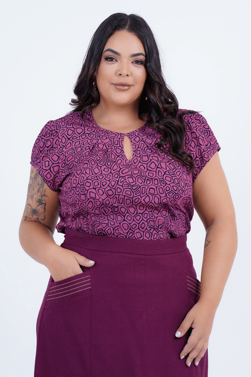 Blusa Plus Size Feminino Manga Curta Deep