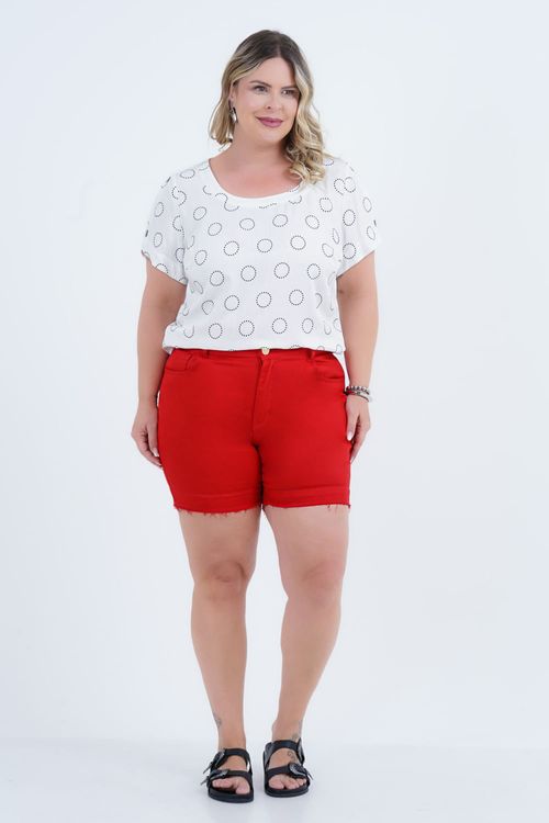 Blusa Plus Size Feminino Manga Curta Linho Natureza