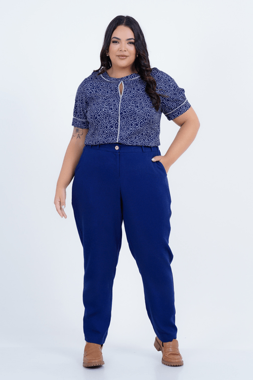 Blusa Plus Size Feminino Manga Curta Profundo