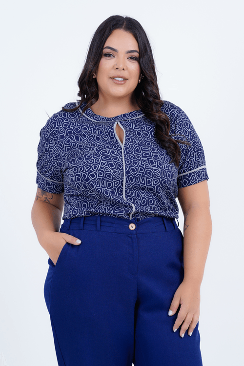 Blusa Plus Size Feminino Manga Curta Profundo