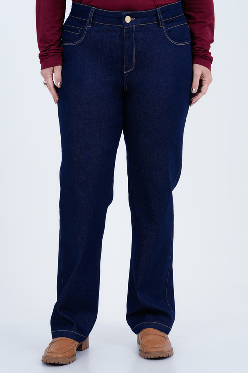 Calça Plus Size Feminino Reta Jeans Anil