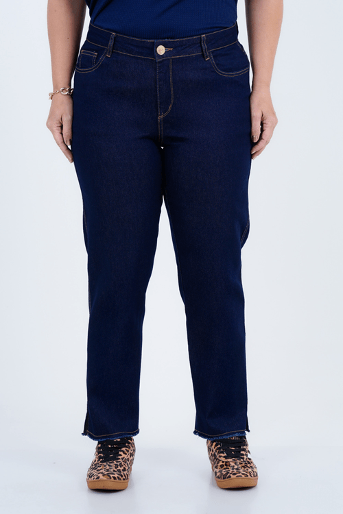 Calça Plus Size Feminino Cropped Jeans Celeste