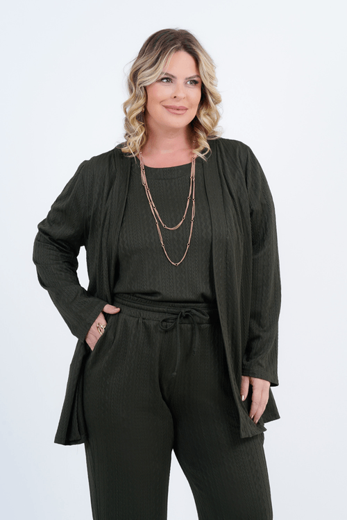 Cardigã Plus Size Feminino Manga Longa Tricot