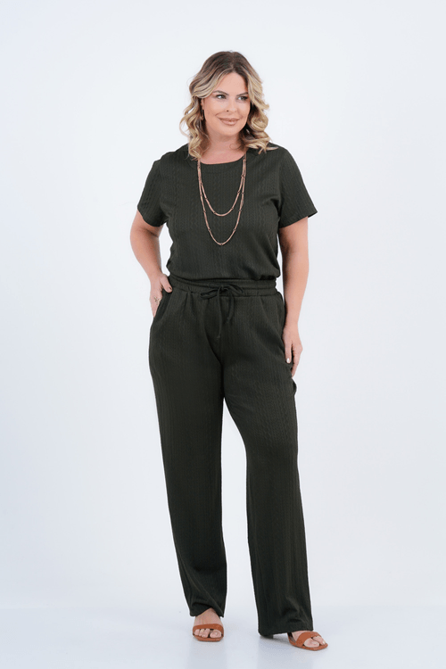 Calça Plus Size Feminino Reta Tricot