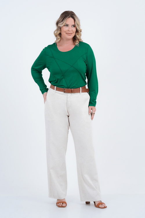 Blusa Plus Size Feminino Manga Longa Montanha