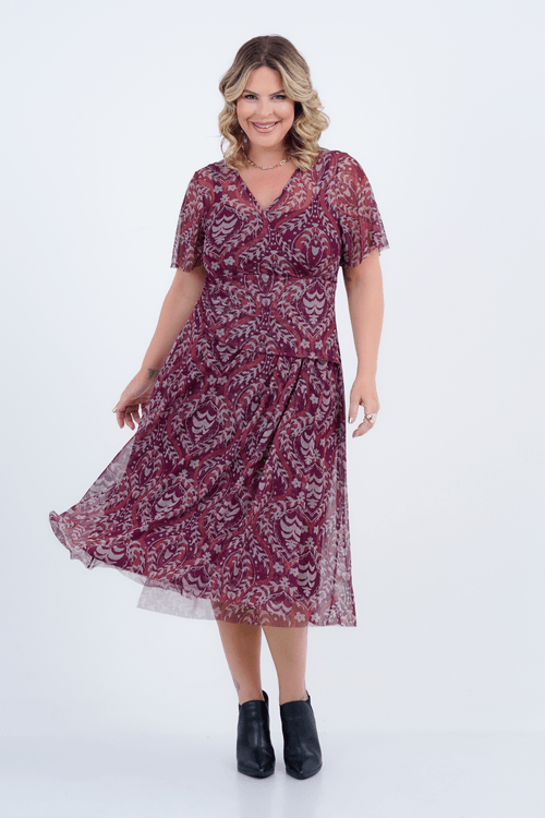 Vestido Plus Size Feminino Midi Tule Aroma