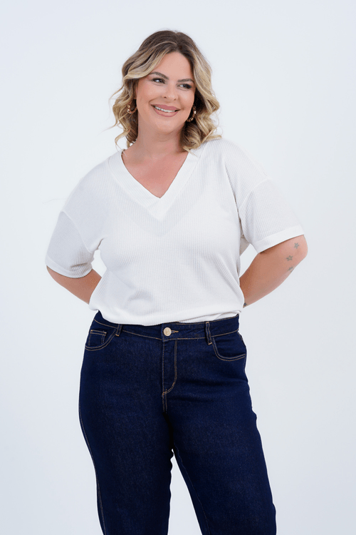 Blusa Plus Size Feminino Manga Curta Charlote