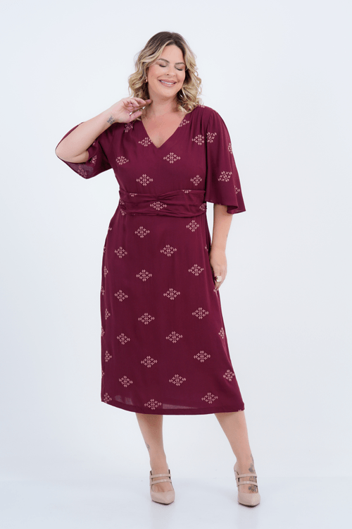 Vestido Plus Size Feminino Midi Laise Essência
