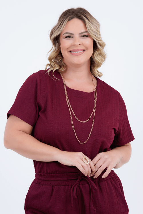 Blusa Plus Size Feminino Manga Curta Tricot